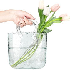 Decorative Handbag Glass Vase - Clear and Mouth-Blown Handbag Flower Vase Fruit, Potpourri, Small Fish, Sweets - Unique Crystal Water Bubble Bag Aesthetics