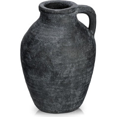 Rustic Ceramic Vase, Handmade Vintage Terracotta Vase, Table Vase with Handles for Decoration, Living Room, Home Office, Bohemian Style Vase for Pampas Grass, Rustic Antique Decor, Height 23 cm