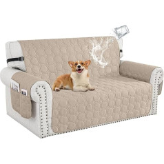 100% Waterproof Sofa Cover 1 2 3 4 Seater Non-Slip Sofa Cover, Sofa Protector Washable Couch Cover with Armrests, Universal Sofa Throw for Cat Dog (Beige, 2-Seater)