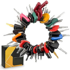 Zündschlüssel-Set für schwere Geräte, 50 Metall-Baumaschinen-Schlüssel, kompatibel mit mehreren Marken, organisierter Drahtring für Industrie und Bauernhof