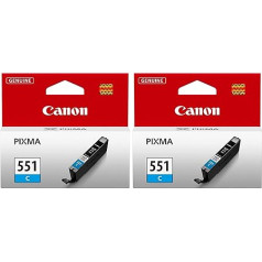 Canon CLI-551 C Cyan Ink Cartridge 7 ml for Pixma Printer Original (Pack of 2)
