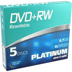 Platinum 4.7 GB DVD + RW Blank (4x Speed, 120 Min, DVD Rewritable) Slim Case Pack of 5