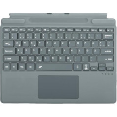 German QWERTZ Layout Keyboard for Microsoft Surface Pro 11/10/9/8/X, 13 Inch - Ultra Flat Bluetooth Type Cover with Multi Touchpad, Rechargeable (Grey without Lighting)
