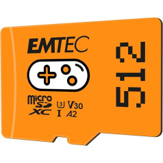 Emtec Gaming ECMSDM512GXCU3G 512GB MicroSD Card Write 95MB/s Read 100MB/s Orange