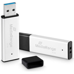 MediaRange USB 3.0 High Performance Memory Stick 32 GB - Mini USB Flash Drive with High-Quality Aluminium Housing, External Memory Expansion with Read Speed of up to 130 MB/s, Colour Silver