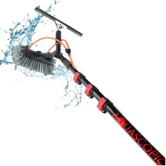 aquascopic 2-in-1 Telescopic Pole with 5 Surface Brush and Window Wiper - Adjustable Length Window Cleaner - 7.2 m - Window Cleaner for Solar Panels - Internal Water Hose