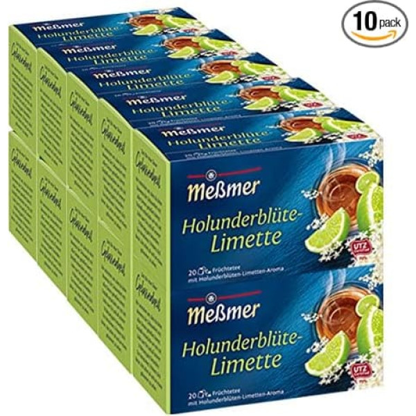 Messmer Elderflower Lime 20 Bags Pack of 10 (10 x 45 g)