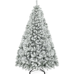 YITAHOME 229 cm Artificial Christmas Tree with Snow, Approx. 1346 Tips Christmas Tree with Folding System Frame & Foldable Metal Stand, Quick Assembly for Home, Office, Shops, 229 x Diameter 115 cm