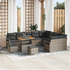 12-teiliges Grau, mit Kissen und Aufbewahrung, 12-teiliges Outdoor-Sofa-Set Grau für Terrasse und Balkon