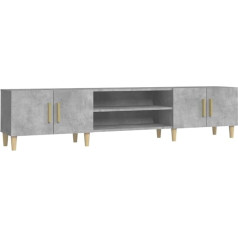 vidaXL TV Cabinet with 4 Compartments 4 Doors TV Cabinet Lowboard for Living Room Bedroom TV Board Sideboard Concrete Grey Wood Material
