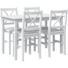 Wooden Table with 4 Wooden Chairs Furniture Set White