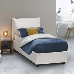 Talamo Italia - Carmen Single Bed in White Faux Leather - 100% Made in Italy - Front Opening + Mattress 90 x 190 cm
