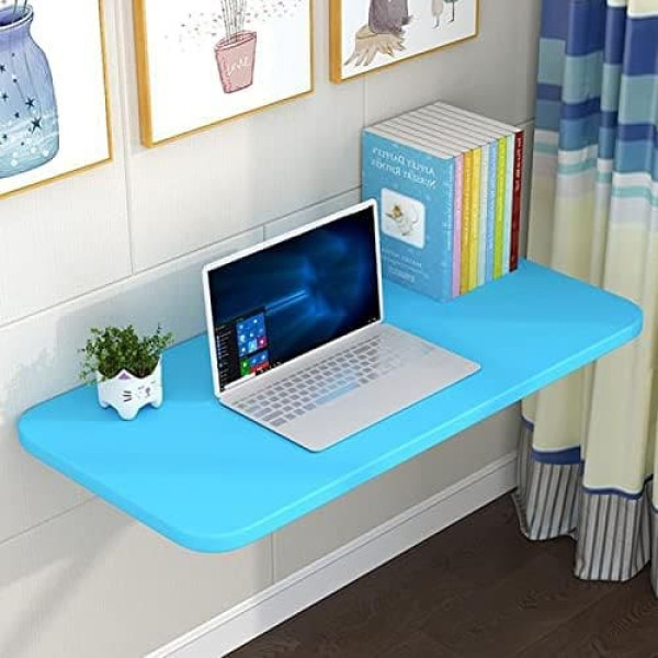 Folding Wall Folding Table for Kitchen, Folding Table, Wall Desk, Fold Down Folding Table, Foldable Wall Shelf, Computer Desks, Workstations (Color : Blue, Size : L120 x W40cm/L4