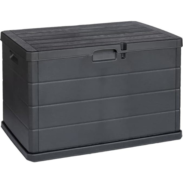 Kreher XL Cushion Box/Garden Box 170 Litres or 340 Litres Useful Volume in Modern Wood Look in Anthracite Robust, Washable and Easy to Assemble (170 L)