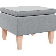 vidaXL Stool, Footstool with Wooden Legs, Upholstered Stool Footstool for Living Room, Bedroom, Hallway, Footstool, Footrest, Seat Stool, Light Grey Fabric