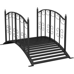 Outsunny Garden Bridge Steel 1.19 m Pond Bridge with Railing Decorative Bridge with Floral Pattern Decorative Bridge up to 120 kg for Balcony, Patio, Black
