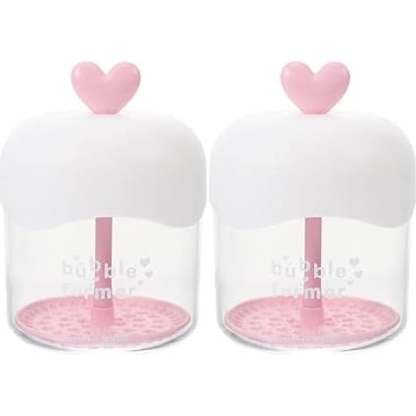 2 Stück pack Herzförmiger Gesichtsreinigungsschaum Schaummacher aus Kunststoff mit Transparentem Design und Schneller Schaumbildung für Sanfte Hautpflege Unterwegs