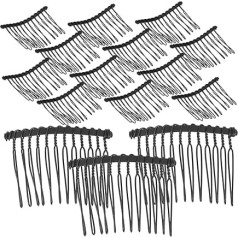 Pack of 25 Metal Hair Combs for Women, 12-Prong Hair Comb Slides for Plugging, Bridal Hair Jewellery and Hairpieces, Versatile for Everyday and Wedding