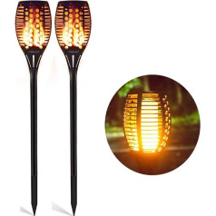 Fvtled Garden Light, 96 LED Garden Torch, Automatic On / Off (Light Sensor) till dawn, Spotlight Garden Light, Garden Lighting, Solar Spotlight for outdoors, Warm, Waterproof IP65