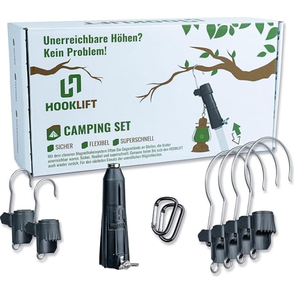 CAMPING Set Magnetic Hook System for a Safe, Flexible and Quick Hanging of Items in the Outdoor Area - No Ladder Needed! The Ideal Gift for Campers