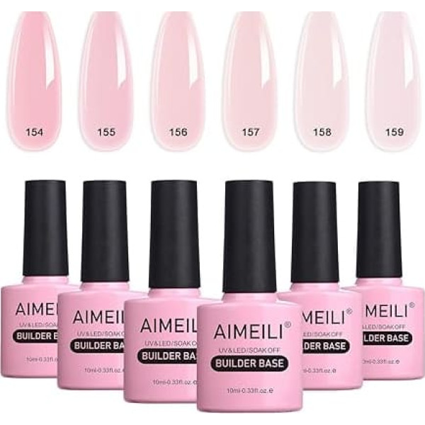 AIMEILI Builder Gel Set, 8 in 1 Builder Nail Gel Builder Gel In a Bottle Quick Building Gel UV LED Builder Base Nail Extension Gel Nail Extension Gel Kit 6-37