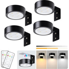 KELUOLY Pack of 4 Picture Light Battery Operated with Remote, LED Lights Dimmable and Timer Painting Light, Art Display Light for Picture Frame Artwork Portrait, Home Wall Decor Puck Lights, Black