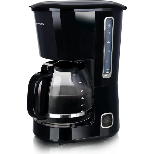 EMERIO Filter Coffee Machine Large 1.5 L Glass Jug for up to 12 Cups of Fresh Coffee Removable Permanent Filter Anti-Drip Function 40 Minutes Auto-Off 750 W BPA Free CME-125129.4