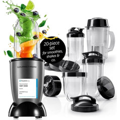 GOURMETmaxx Mr. Magic Power Pro Blender 400 Watt Smoothie Maker with To-Go Lid Stand Mixer with Mixing Cup and Keeping Lid for Storage, Blender with Accessory Set XL for Shakes, Smoothies etc.