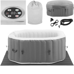 Piepūšamā dārza džakuzi 110 masāžas strūklas 4 personām 600 l pelēkbalta