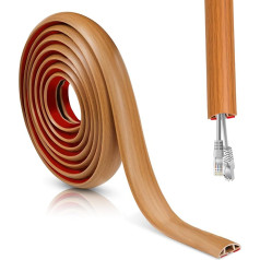 Cable Duct Wood Look Self-Adhesive 3 cm x 3 m Flexible Small Cable Duct Brown Floor Cable Bridge Flexible Cable Cover Cable Chute Easy to Cut Assembly for Power Cord Home, Office, School