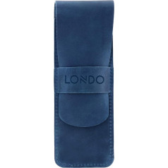 Londo Echtleder Federmäppchen - Bleistift Beutel, Schlampermäppchen, Pencil Case, Schulmäppchen, Stiftetasche, Schlampermäppchen (Blau)