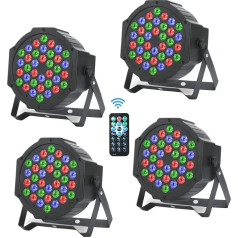 LED Par Spotlight - Pack of 4 36 LED Light Disco Light Party Light 7 Modes RGB Stage Light with Remote Control LED Disco DJ Light for DJ Bar Band Stage Music Party Wedding Halloween Christmas