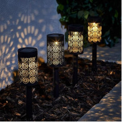 Lights4fun Set of 4 Moroccan LED Solar Lights Solar Garden Lights Warm White