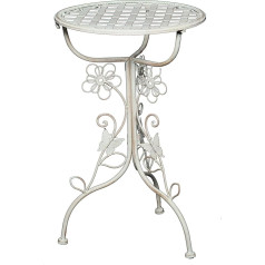 Playful Side Table Flora Iron Antique White Shabby Design Coffee Table Garden Table Vintage Plant Table Country House Balcony Table
