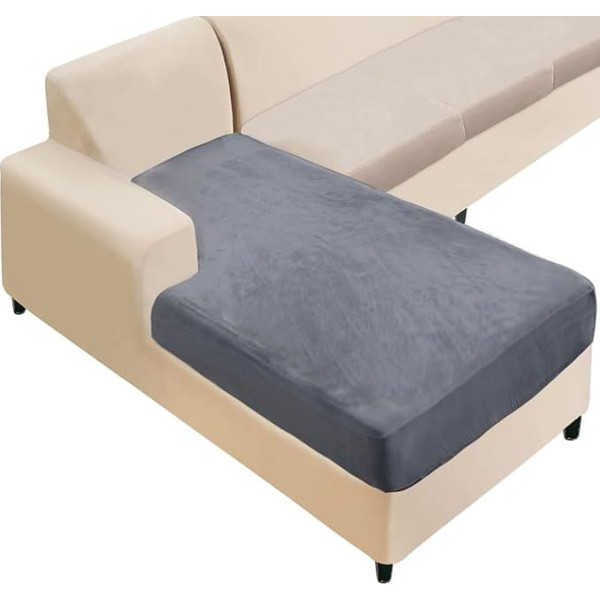 NAISI Sectional Sofa Cover Velvet Separate Chaise Lounge Cover Soft Stretch Sofa Covers for Left/Right Chaise Lounge (Chaise Longue, Dark Grey)