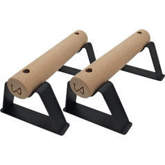 Liegestützgriffe aus Holz mit hochbelastbarem Stahl – Rutschfeste Push-up-Bars / Handstandbarren für Krafttraining und Calisthenics