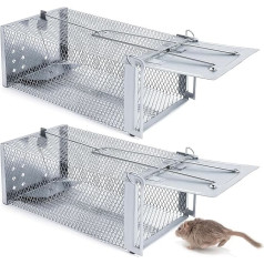 Live Trap, Mouse Trap, XXL Premium Rat Trap, Highly Sensitive Mice Food Trap, Animal-Friendly & Reusable Trap, Suitable for Kitchen, Garden, Warehouse (Pack of 2)