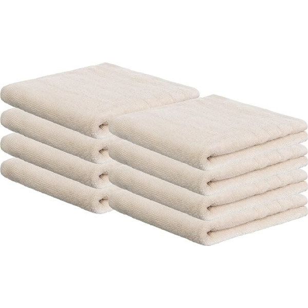 Brandsseller Guest Towels Set of 8 Approx. 30 x 50 cm Terry Cloth 100% Cotton Cream
