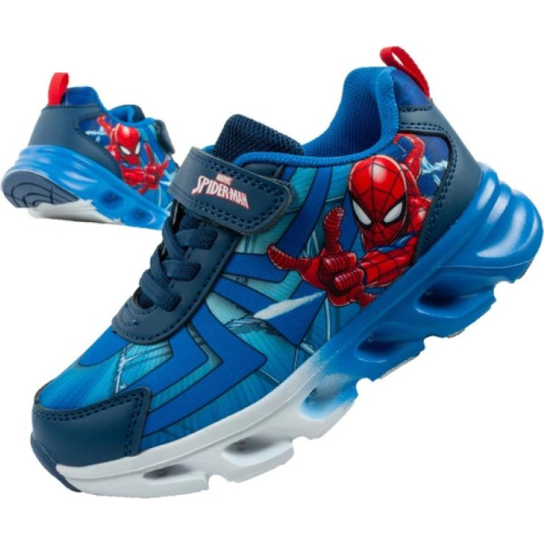 Leomil Bērnu sporta apavi čības Spiderman vieglās Velcro LED zilas / 32