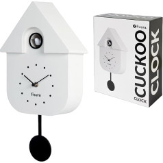 FISURA - Cuckoo Clock Wall Clock Original Gift Wall Clock 3 AA Batteries Not Included Dimensions: 21.5 x 8 x 41.5 cm ABS Plastic (White)