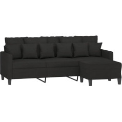 Tidyard 3-Seater Sofa with Stool, Armchair, Guest Sofa, Couch, 3-Seat Sofa, Fabric Sofa, Upholstered Sofa, Living Room Sofa, Sofa Bed, Sofa Bed, Guest Bed, Bed Couch for Living Room, Bedroom, Black