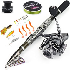Sougayilang Telescopic Fishing Reel Carbon Fibre Fishing Rod Spinning Reels Fishing Accessories Ideal for Travel, Saltwater and Freshwater Fishing