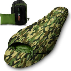 SereneLife Mummy Sleeping Bag - Lightweight, Warm and Waterproof for Winter and Cold Weather, Insulation from -15 to 12°C, Smooth Zipper, Compact Compression Sack, Travel Pillow, for Camping and