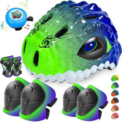 Toddler Kids Bike Helmet Set Boys Girls 3D Adjustable Protective Gear Knee Elbow Wrist Guards Multi Sports Skateboard Scooter Balance Bike