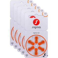 Siemens-Signia Hearing Aid Batteries Type 13 Orange, Batteries for Hearing Aids, Pack of 120, Made in Germany, Includes Cleaning Cloth, Wireless Approved, Mercury-Free