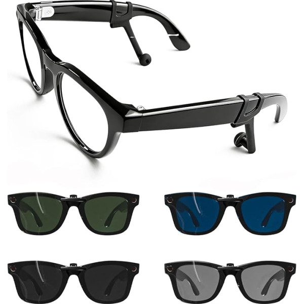 HD Polarized Clip-on Lenses & Silicone Audio Volume Booster Bundle for Ray-Ban Meta Wayfarer-Standard Size M (50mm)