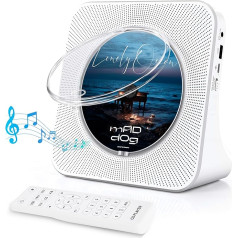 Bluetooth CD Player Desktop Design, Portable Radio CD Player with Dual Speakers & Timer, Supports AUX/USB Input, FM Radio, Headphone Jack, Bluetooth Transmission, Kpop Music Albums (White)