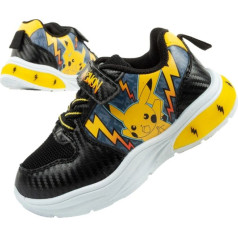 Leomil Bērnu sporta apavi čības Pokemon vieglās Velcro LED melni dzeltenas / 28