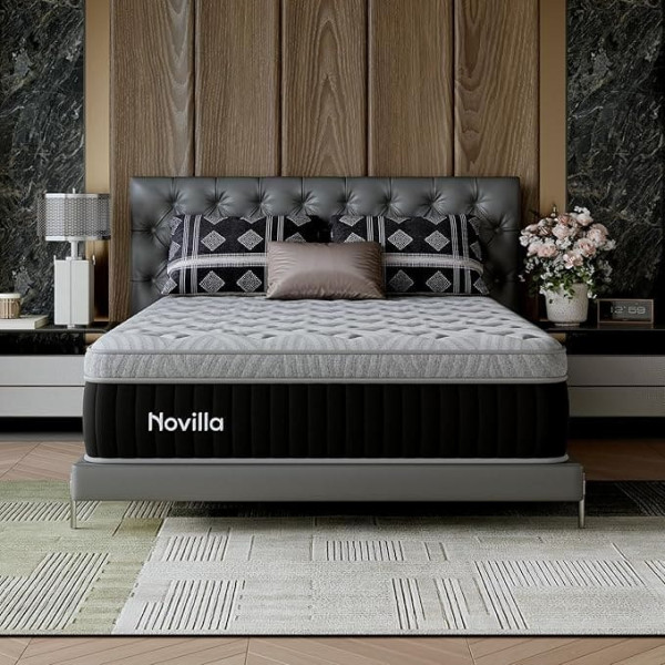 Novilla Mattress 180 x 200 cm, Hardness H3 and H4, 30 cm Height 7-Zone Support Hybrid, Memory Foam and Spring Mattress with Pocket Springs, Cooling & Breathable Cover, Oeko-Tex Certified