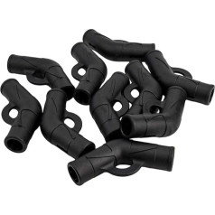 Tent Pole Joint Connectors for Camping Tent Repair 130° Curved Plastic Support Pole Adapter Compatible with 19mm to 12.5mm/16mm/19mm Diameter Poles, Black, Pack of 10